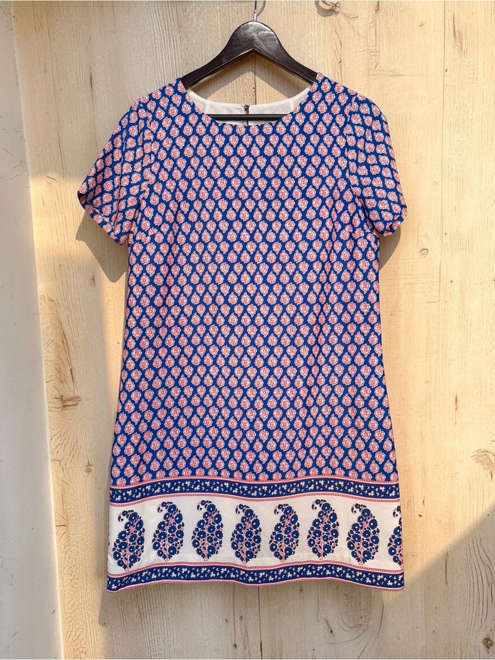 J. Crew Blue and Pink Printed Shift Mini Dress